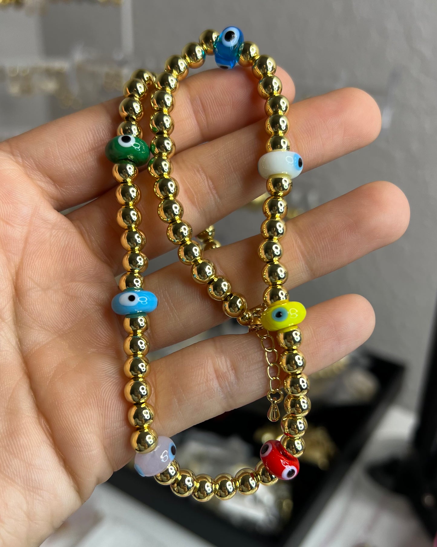 Beaded eye necklace