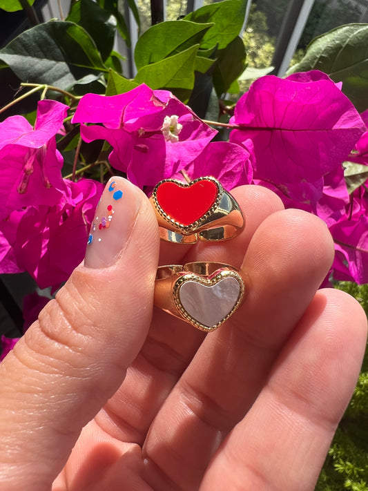 Colored heart ring